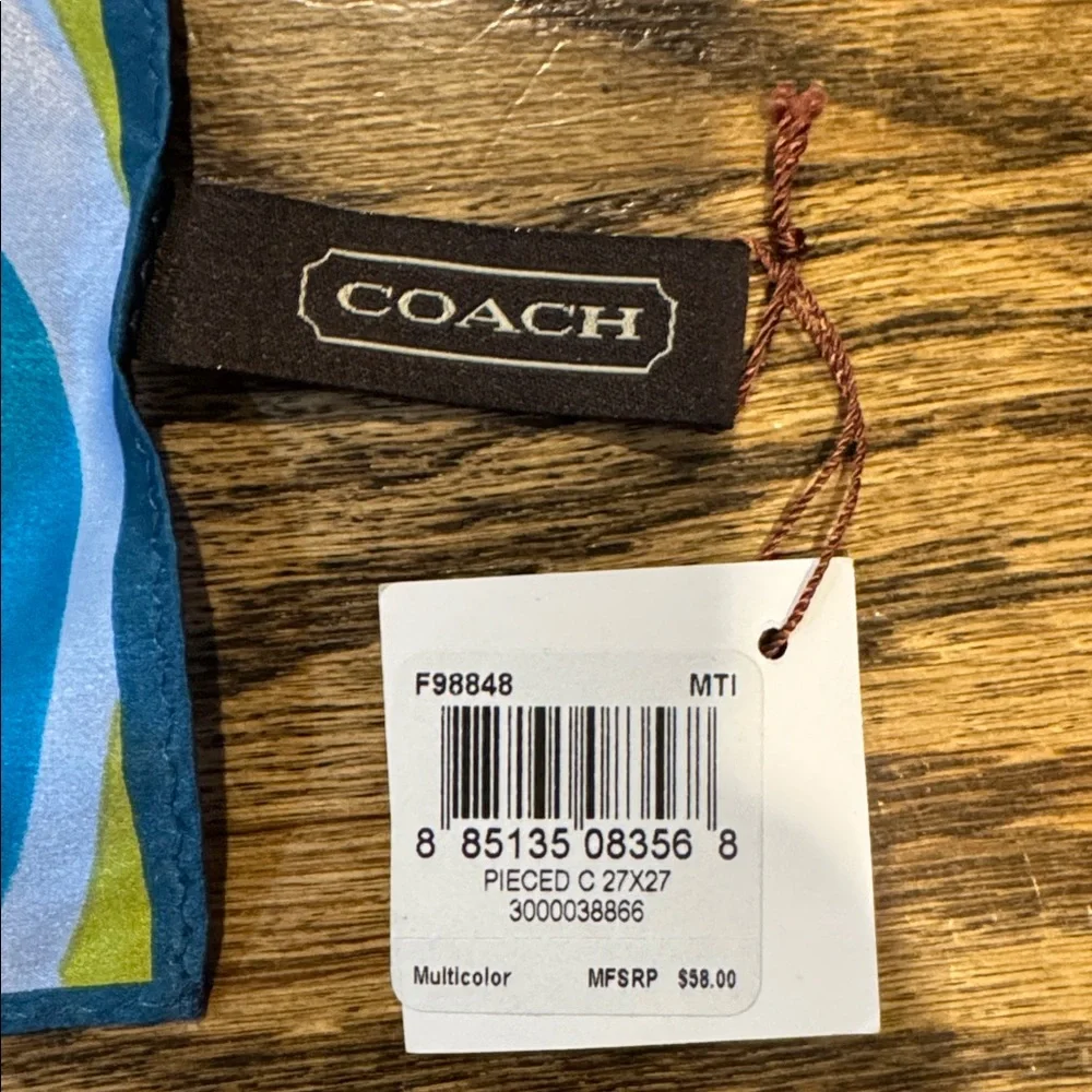 Coach Blue and Green Scarf - Picture 4 of 4